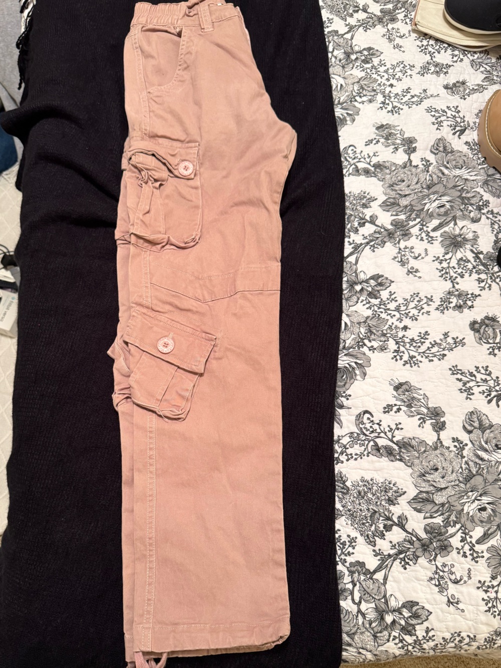 Light Mauve Button-Waistband Cargo Pants